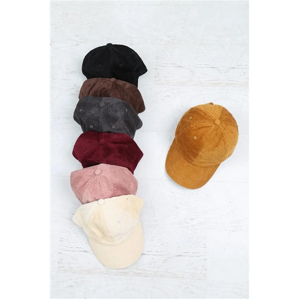 Ivory Textured Corduroy Ball Cap - Picture 5 of 5